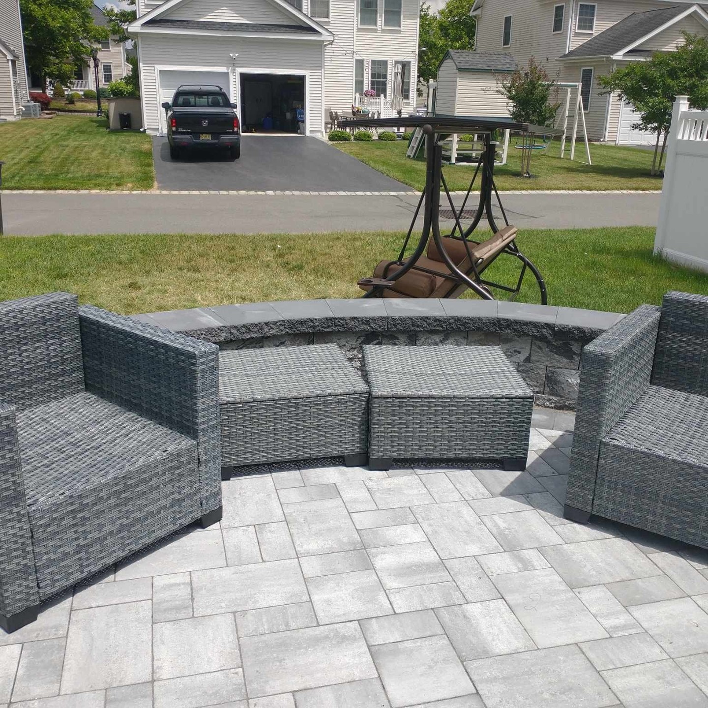 Wicker Furniture and Swing Assembly