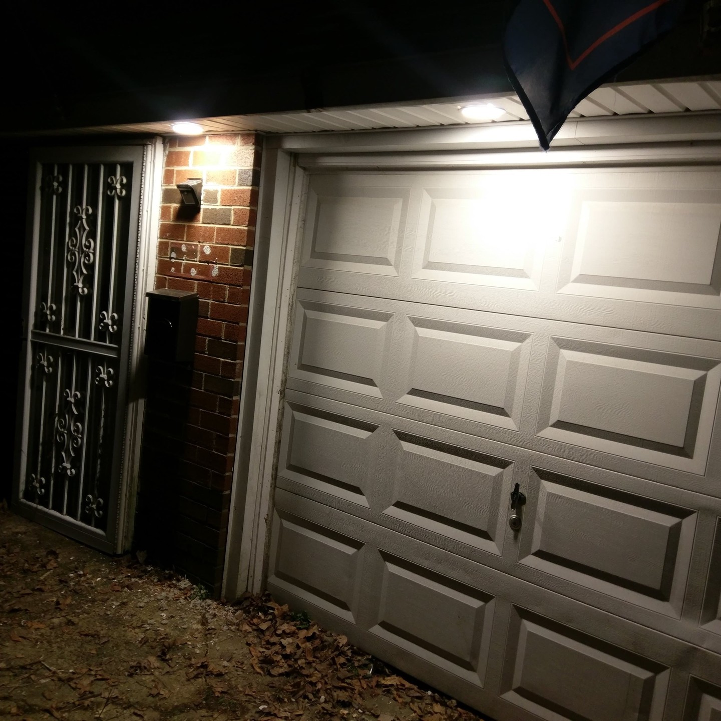 exterior soffit recessed lighting added above garage