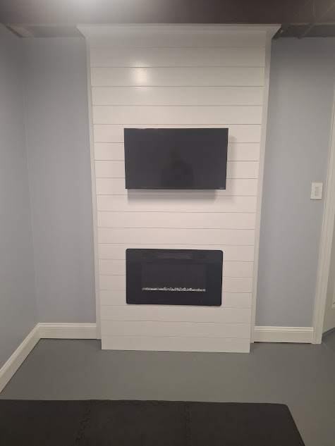 Basement Shiplap TV Wall